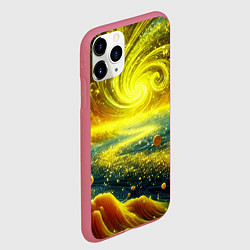 Чехол iPhone 11 Pro матовый Neon galaxy - ai art fantasy, цвет: 3D-малиновый — фото 2
