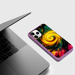 Чехол iPhone 11 Pro матовый Neon space - ai art fantasy, цвет: 3D-фиолетовый — фото 2