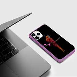 Чехол iPhone 11 Pro матовый Попугай пирата, цвет: 3D-фиолетовый — фото 2