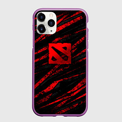 Чехол iPhone 11 Pro матовый Dota 2 - красные потертости, цвет: 3D-фиолетовый