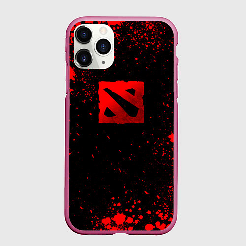Чехол iPhone 11 Pro матовый Красные брызги - Dota 2 / 3D-Малиновый – фото 1