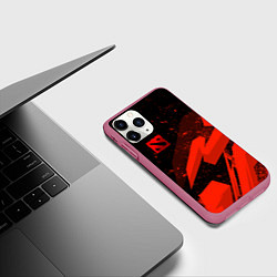Чехол iPhone 11 Pro матовый Dota 2 - красные брызги, цвет: 3D-малиновый — фото 2