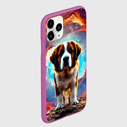 Чехол iPhone 11 Pro матовый Сенбернар в космосе, цвет: 3D-фиолетовый — фото 2