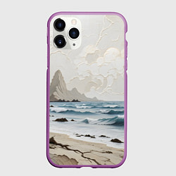 Чехол iPhone 11 Pro матовый Нежный морской пейзаж, цвет: 3D-фиолетовый