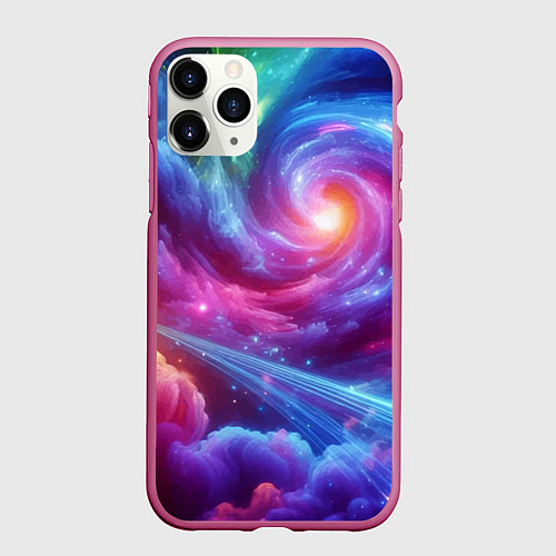 Чехол iPhone 11 Pro матовый Neon space fantasy / 3D-Малиновый – фото 1