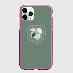 Чехол iPhone 11 Pro матовый Весна пчела на цветке, цвет: 3D-малиновый
