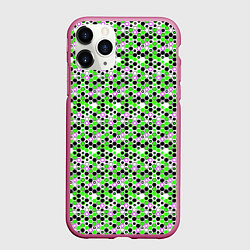 Чехол iPhone 11 Pro матовый Киберпанк шестиугольники зелёные