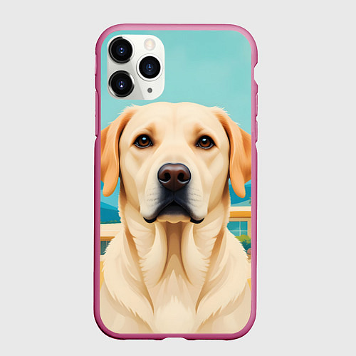Чехол iPhone 11 Pro матовый Лето и лабрадор / 3D-Малиновый – фото 1