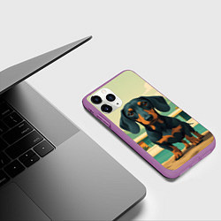 Чехол iPhone 11 Pro матовый Такса и лето, цвет: 3D-фиолетовый — фото 2