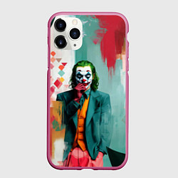 Чехол iPhone 11 Pro матовый Джокер и стены в краске, цвет: 3D-малиновый