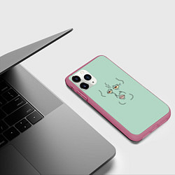 Чехол iPhone 11 Pro матовый Сквидвард Тентаклс гигачад мем, цвет: 3D-малиновый — фото 2