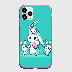 Чехол iPhone 11 Pro матовый Кролик мама, цвет: 3D-фиолетовый
