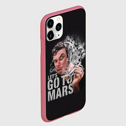 Чехол iPhone 11 Pro матовый Илон Маск - Lets go to Mars, цвет: 3D-малиновый — фото 2