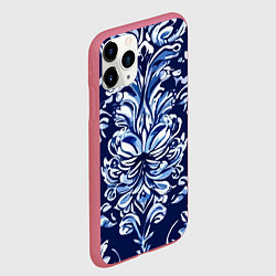 Чехол iPhone 11 Pro матовый Гжель русский орнамент королевский синий, цвет: 3D-малиновый — фото 2