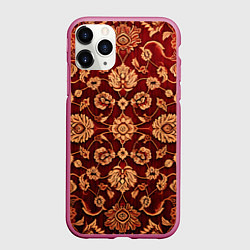 Чехол iPhone 11 Pro матовый Цветы - узоры ковра, цвет: 3D-малиновый