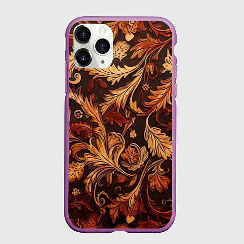 Чехол iPhone 11 Pro матовый Старый ковер текстура / 3D-Фиолетовый – фото 1