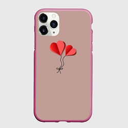 Чехол iPhone 11 Pro матовый Бумажные сердечки