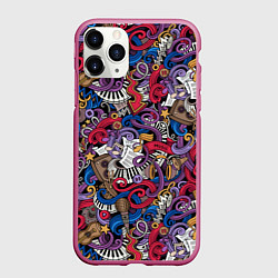 Чехол iPhone 11 Pro матовый Музыкальный коллаж