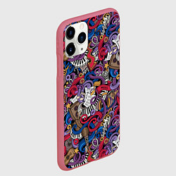 Чехол iPhone 11 Pro матовый Музыкальный коллаж, цвет: 3D-малиновый — фото 2