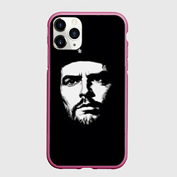 Чехол iPhone 11 Pro матовый Че Гевара тёмный фон, цвет: 3D-малиновый