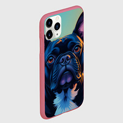 Чехол iPhone 11 Pro матовый Вечер и бульдог, цвет: 3D-малиновый — фото 2
