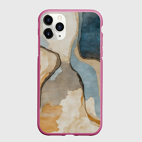 Чехол iPhone 11 Pro матовый Абстракция с песком и водой / 3D-Малиновый – фото 1