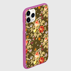 Чехол iPhone 11 Pro матовый Розы садовые и цветы полевые, цвет: 3D-фиолетовый — фото 2