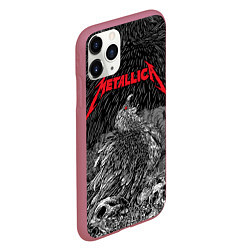 Чехол iPhone 11 Pro матовый Metallica - scavenger on the skull, цвет: 3D-малиновый — фото 2