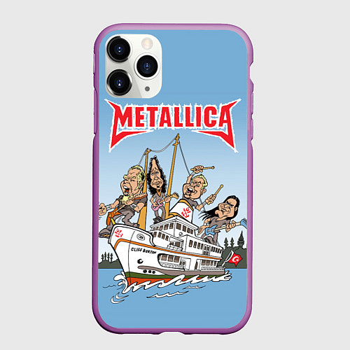 Чехол iPhone 11 Pro матовый Metallica - on the ship / 3D-Фиолетовый – фото 1