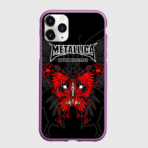 Чехол iPhone 11 Pro матовый Metallica - life in Belgrade / 3D-Фиолетовый – фото 1