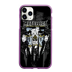 Чехол iPhone 11 Pro матовый Metallica - skull with fangs, цвет: 3D-фиолетовый