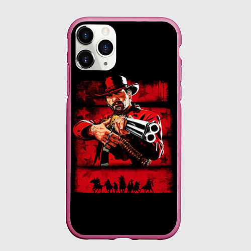 Чехол iPhone 11 Pro матовый Red Dead Redemption 2 / 3D-Малиновый – фото 1