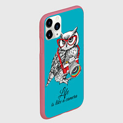 Чехол iPhone 11 Pro матовый Жизнь подобна камере, цвет: 3D-малиновый — фото 2