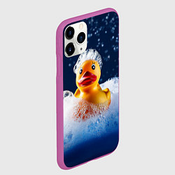 Чехол iPhone 11 Pro матовый Резиновая уточка в мыльной пене, цвет: 3D-фиолетовый — фото 2