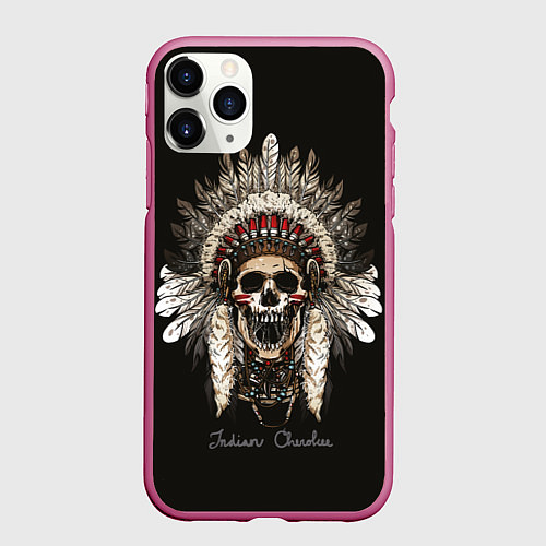 Чехол iPhone 11 Pro матовый Cherokee Indian / 3D-Малиновый – фото 1