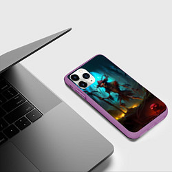 Чехол iPhone 11 Pro матовый Скелет в мрачном лесу, цвет: 3D-фиолетовый — фото 2