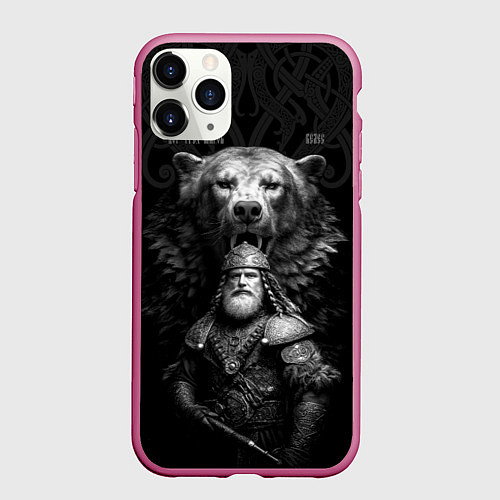 Чехол iPhone 11 Pro матовый Велес славянский - бог богатырь / 3D-Малиновый – фото 1