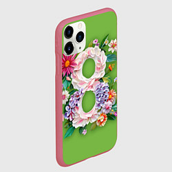 Чехол iPhone 11 Pro матовый Цветы - 8 марта, цвет: 3D-малиновый — фото 2