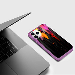 Чехол iPhone 11 Pro матовый Разноцветная рельефная краска текстура, цвет: 3D-фиолетовый — фото 2