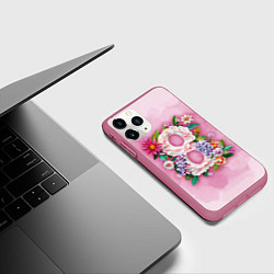 Чехол iPhone 11 Pro матовый Восемь в цветах - 8 марта, цвет: 3D-малиновый — фото 2