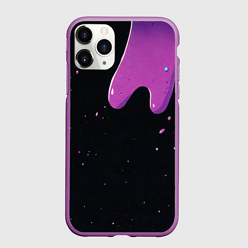 Чехол iPhone 11 Pro матовый Фиолетовая стекающая краска / 3D-Фиолетовый – фото 1