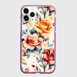 Чехол iPhone 11 Pro матовый Паттерн с переплетением цветов, цвет: 3D-фиолетовый