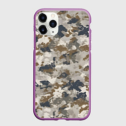 Чехол iPhone 11 Pro матовый Светлый камуфляж, цвет: 3D-фиолетовый
