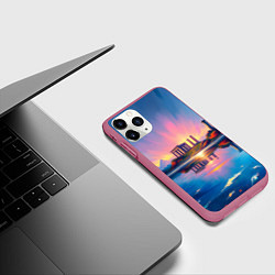 Чехол iPhone 11 Pro матовый Античный островок, цвет: 3D-малиновый — фото 2