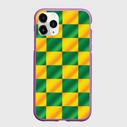Чехол iPhone 11 Pro матовый Желтый и зеленый геометрический паттерн