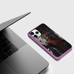 Чехол iPhone 11 Pro матовый Spider man night, цвет: 3D-фиолетовый — фото 2