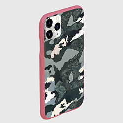 Чехол iPhone 11 Pro матовый Темно зеленый камуфляж, цвет: 3D-малиновый — фото 2