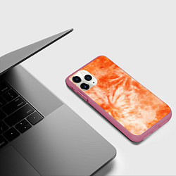 Чехол iPhone 11 Pro матовый Оранжевый тай-дай пятна, цвет: 3D-малиновый — фото 2