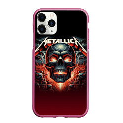 Чехол iPhone 11 Pro матовый Metallica - fire skull