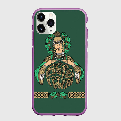 Чехол iPhone 11 Pro матовый Славянская богиня Берегиня / 3D-Фиолетовый – фото 1